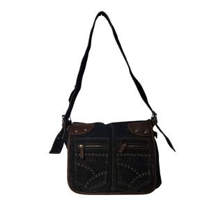 Vintage 90s Y2K Denim Jean Shoulder Bag Purse Pocketbook Tote Bag